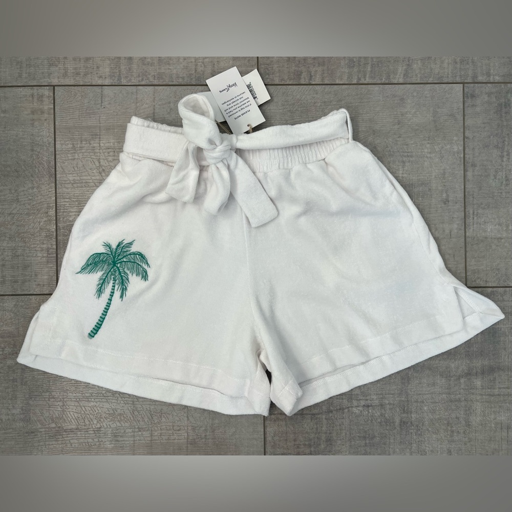 NWT Kenny Flowers The Poolside Palm Tree Embroidered Belted Terry Cabana Shorts - Picture 2 of 5